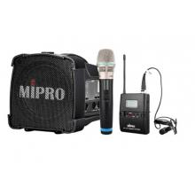 MIPRO咪宝MA-100SBII蓝牙音响户外移动便携式小型音箱讲解喊话扩音器带话筒一体宣传讲话喇叭插卡可充电 配1手持1领夹话筒（二代）