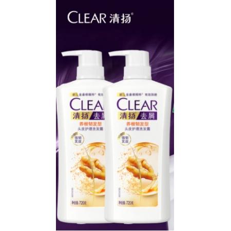 清扬（CLEAR）去屑头皮护理洗发露养根韧发720g*2+100g*2 蓬松洗头膏 生姜精粹