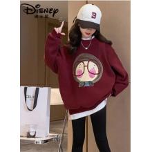 迪士尼（Disney）女童卫衣秋冬 加绒加厚冬季长袖一体绒中大童儿童上衣 酒红色 150cm
