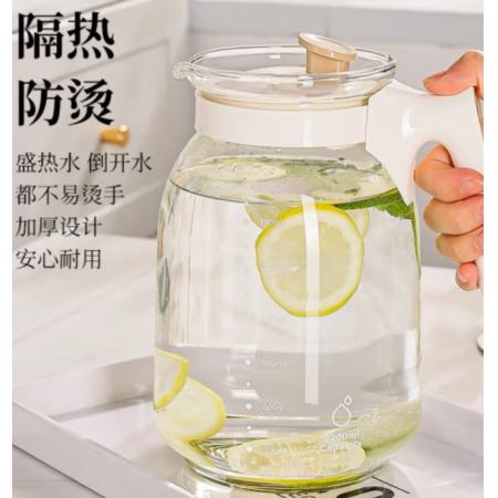 广意凉水壶家用夏季冷水壶耐高温花茶壶低硼硅玻璃泡茶壶2.2LGY7296