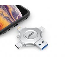 128GB Lightning USB3.0 type-c MicroUSB 苹果安卓手机U盘四合一 银色 兼容苹果安卓手机电脑