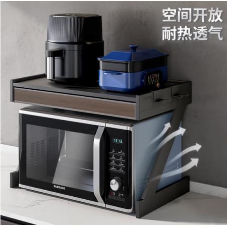 厨房微波炉置物架带抽屉调料电器收纳架烤箱台面双层置物架 556宽标准款 (送藤筐+洗米器)