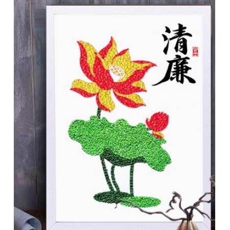 手工制作A4荷花廉洁005(材料包）+相框