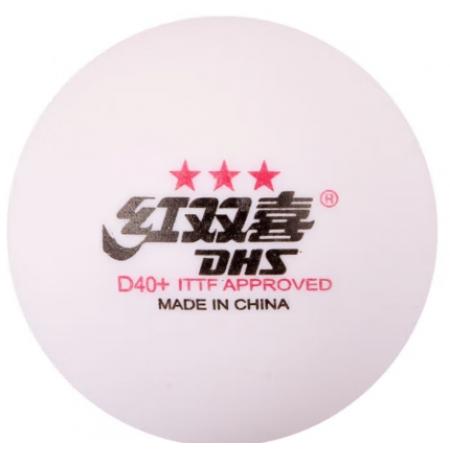 红双喜(DHS)赛顶三星乒乓球3星ABS新材料40+白色
