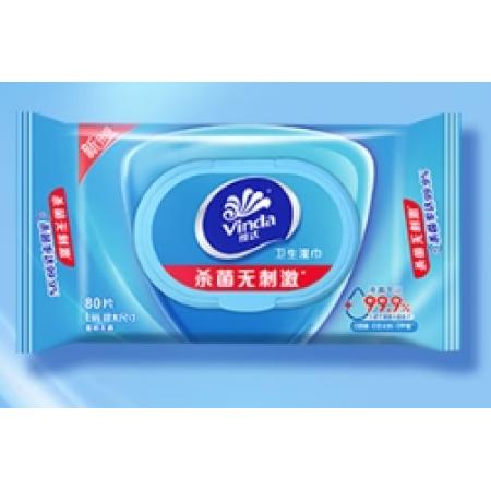维达（Vinda）杀菌湿巾 80片*12包 细菌杀灭率99.9% 卫生湿纸巾 整箱