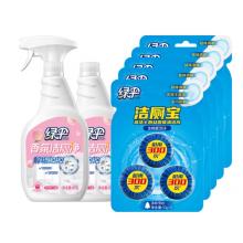 绿伞厕所清洁套装香氛洁厕剂600g×2瓶+洁厕块5卡 