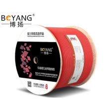 博扬超五类网线箱线0.51mm无氧铜线芯室内非屏蔽4对双绞线 CAT5e类标准网络监控工程线305米/红色 BY-5305M