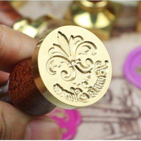 火漆印章来图订制 LOGO定制贺卡信封封蜡印章刻字 (花梨木+铜头）