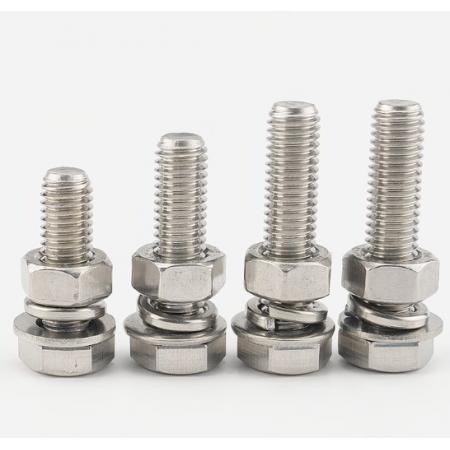 海斯迪克 304不锈钢外六角螺丝DIN933螺母平垫弹垫套装