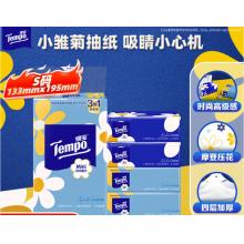 得宝（TEMPO）一博同款 抽纸 小雏菊系列4层80抽*4包 湿水不易破 餐巾纸 卫生纸