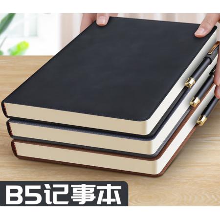 法拉蒙笔记本本子B5加厚记事本商务羊巴皮面复古笔记本子工作日记本会议记录本办公文具可定制黑色