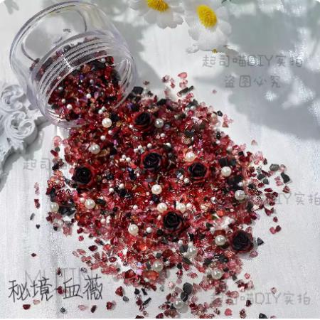 不规则组合晶透碎石珍珠饰品配件	国产 洛可可一套8色、40克袋装