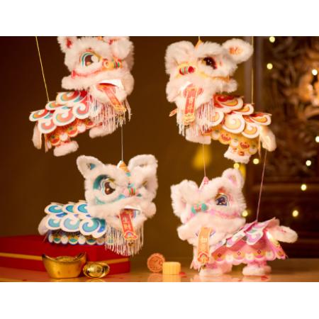 新年春节元旦国潮醒狮灯笼手工diy制作材料儿童手提狮子花灯礼物 国潮醒狮—红 【可眨眼/张嘴/耳朵尾巴脚可晃动】