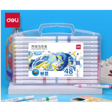 "得力HM108-48PP盒装细圆杆丙烯马克笔(混)(48色/盒) "