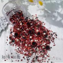 不规则组合晶透碎石珍珠饰品配件	国产 洛可可一套8色、40克袋装