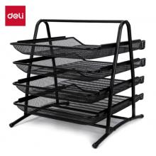 得力(deli)商务四层金属文件盘 黑色9184