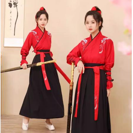  舞蹈演出服  浮云女红+黑 定制 套装