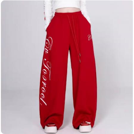 街舞hiphop 演出服  裤子 红色款  