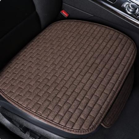 亚麻透气汽车坐垫四季通用夏季单垫座垫通用车用座垫 咖色（长格子） 后排座一张无靠背