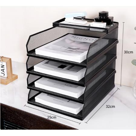 文件收纳架A4全新款【可滑动】竖款五层-黑色
