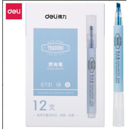 得力(deli)蓝色醒目荧光笔S731