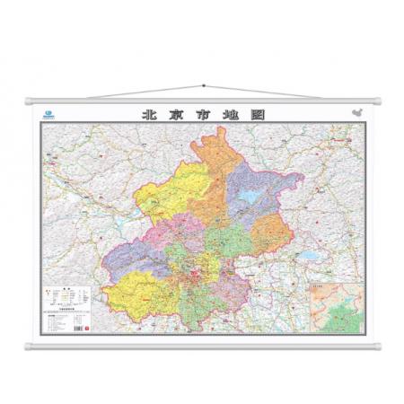 升级版 北京市地图挂图 大尺寸1.1米*0.8米 无拼缝 办公室 会议室挂图挂画背景墙面装饰