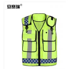 安赛瑞 反光背心 透气网眼反光马甲 反光衣 巡逻执勤交通警示反光马夹 荧光黄 L码 300325