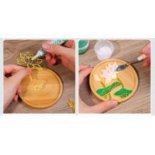 砚尘 掐丝珐琅diy手工套装 免掐丝胡桃木杯垫