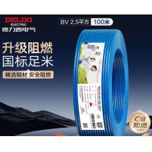 德力西（DELIXI）电线电缆ZC-BV2.5平方阻燃单芯单股家用铜芯电线100米蓝色零线