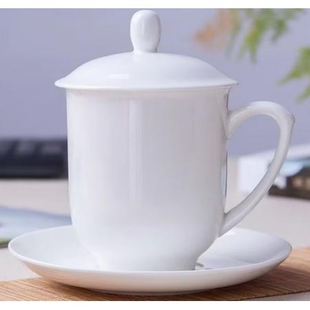 国产 陶瓷茶杯 带盖水杯350ML