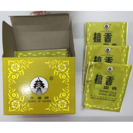 檀香	天坛牌 盘香 100盒/箱