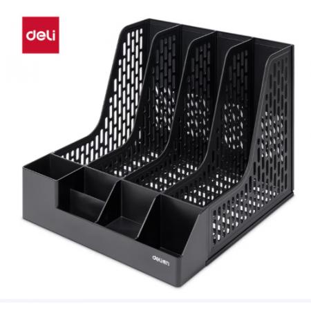 得力   9844BES四联文件框带笔筒(黑色)(袋)