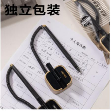 得力 6796 0.5mm签字笔可粘贴台式中性笔单支 灰