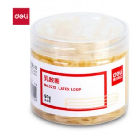  得力（deli）【超级爆款】50g筒装耐用橡胶圈/橡皮筋/牛皮筋 高弹力不易断 财务办公用品 3214