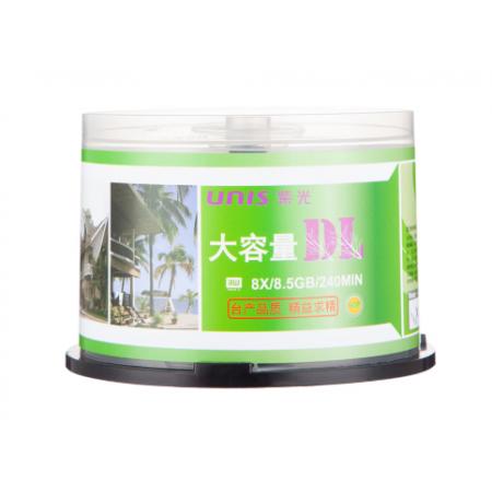 光盘 紫光（UNIS）DVD+R DL 刻录盘 8.5G 光盘 8速 单面双层 50片桶装