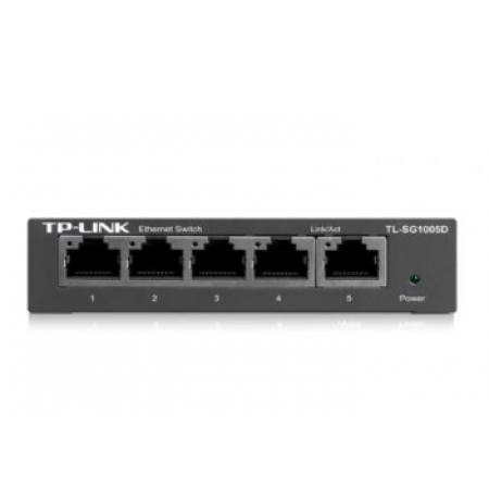  交换机普联(TP-LINK)5口全干兆钢壳交换机企业级交换器4口监控网络网线分线器金属机身TL-SG1005D